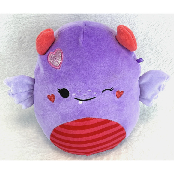 Squishmallows Valentines Atwater Love Monster Plush 8" Purple Heart Wings - Picture 2 of 7